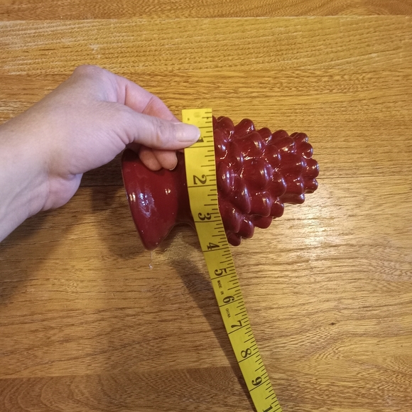 Dept. 56 Red Ceramic Pine Cone Candle Holders Rustic Cabin Log Home Decor. - Picture 3 of 6